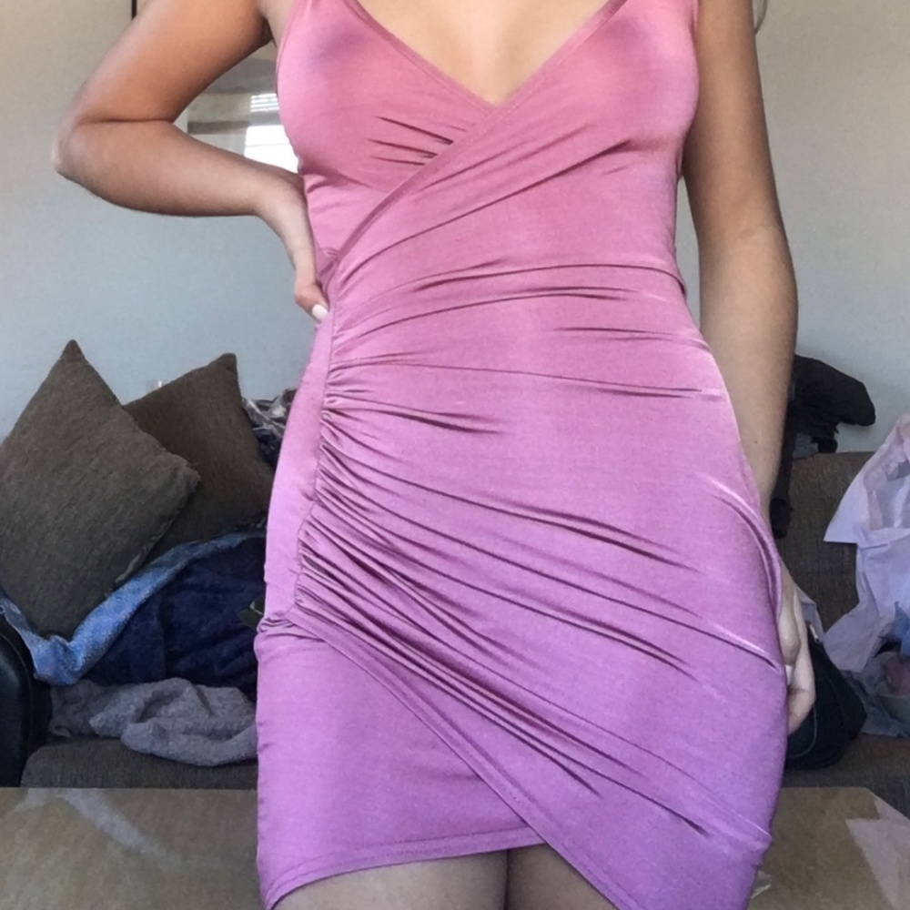 Slinky Wrap Detail Bodycon Mini Dress